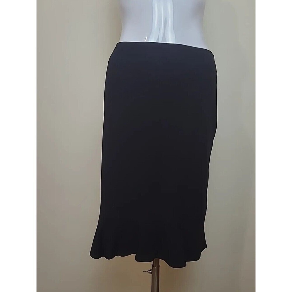 White House Black Market Pencil Skirt Ruffle Hem Size 2 Black